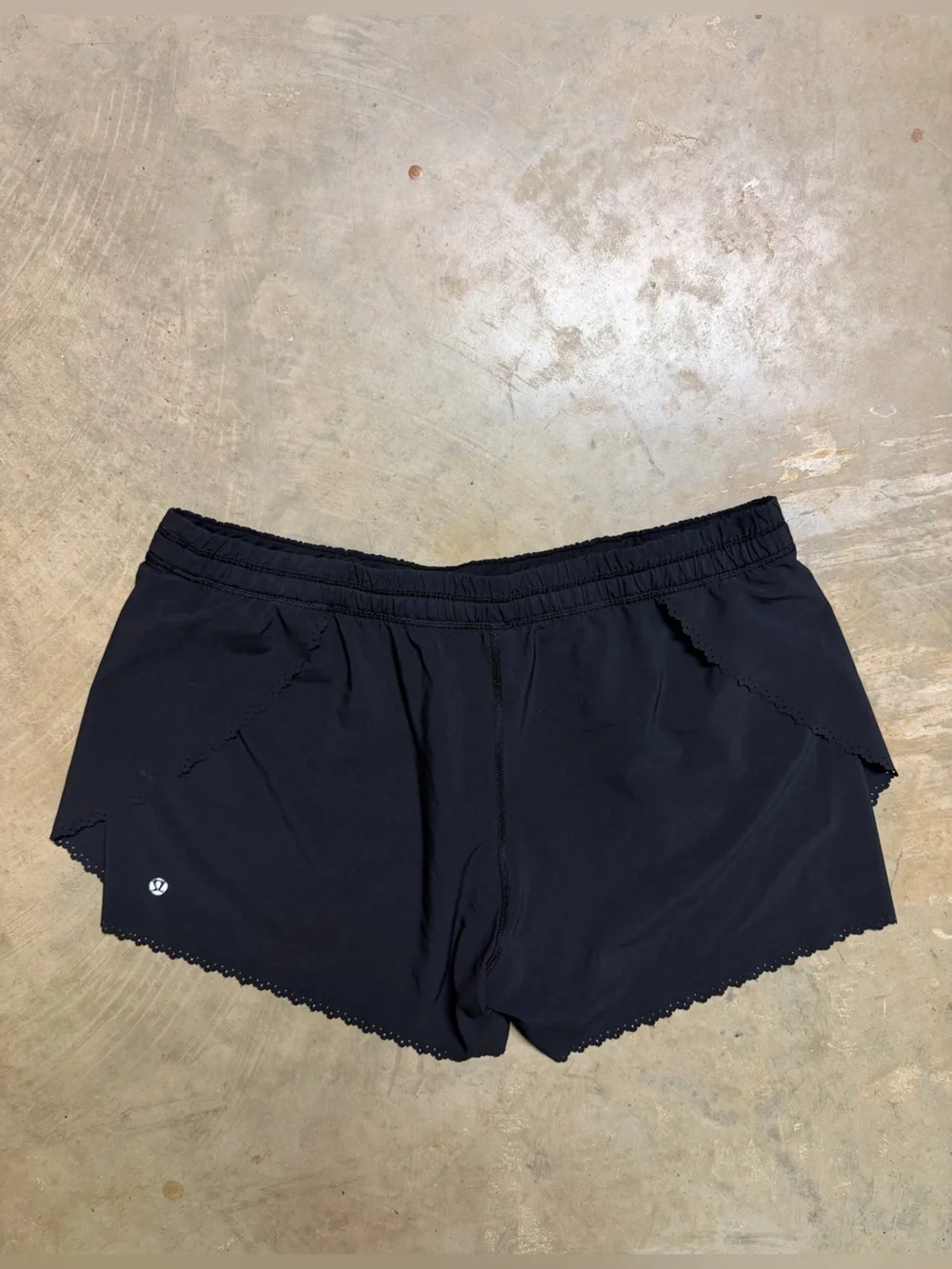 lululemon athletica Black Athletic Shorts with Scalloped Hem